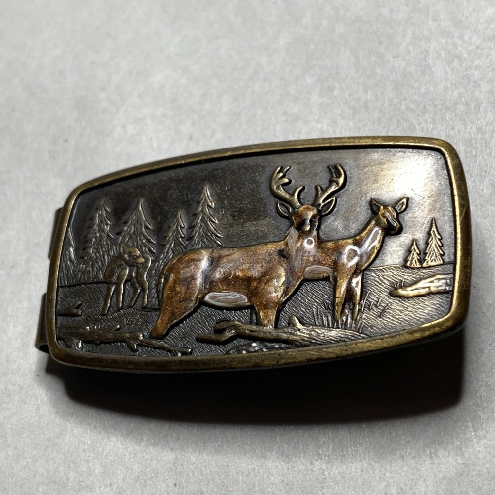 Vintage ANSON ENAMEL DEER MONEY CLIP WITH DOUBLE ACTION SPRING MADE IN THE USA - Picture 2 of 10